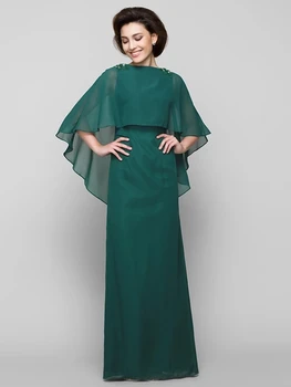 Jednoduché Tmavo Zelená Dĺžka Podlahy Matka Ženícha Šaty, Krátky Rukáv Crystal Svadobný Hosť Formálnej Strany Šaty Vestidos