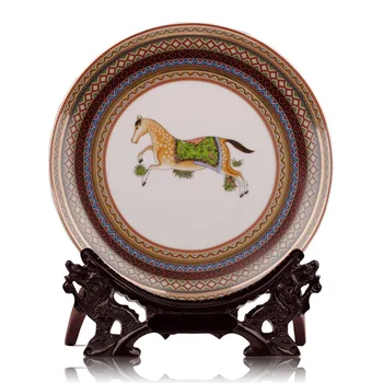 Jingdezhen Keramické Kôň Zavesiť Jedlo PlateJingdezhen keramiky Európskom štýle dekoratívne dosky Moderný Čínsky remeselné