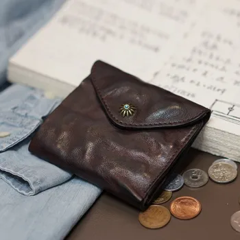 Retro módny návrhár prírodné originálne kožené dámske pánske mini peňaženka bežné vysoko kvalitné multifunkčné kávy mince kabelku
