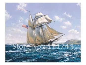 Loď maľovanie Lynx USA Privateer Roy Cross Krajiny Umenie na plátne Vysokej kvality, ručne maľované