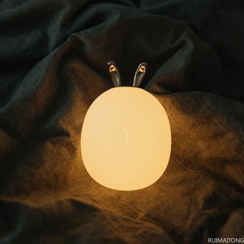 Krásne Roztomilý Králik Jeleň LED Lampa Bezdrôtový Dotykový Snímač Silikónové Deti detský Baby Posteli Dekorácie Vianočné Nočné Svetlo