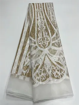 Módy Tylu Kvet Flitrami Čipky Textílie Svadobné Postupnosť Výšivky Elegantné Afriky Nigérijský Najnovšie Dizajn, Štýl FYU415