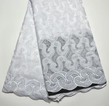 Latest Vysoká Kvalita Švajčiarskej Dizajn Čisto biely švajčiarsky voile čipky Textílie Pre Nigéria Svadobné 5 Metrov tylu čipky textílie