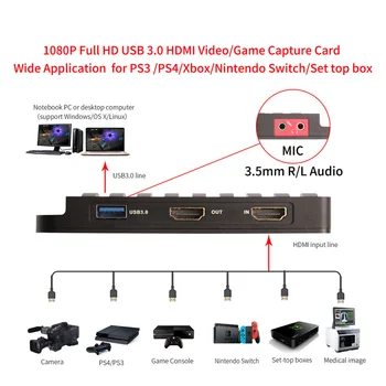 4K Zachytiť Karty HDMI Zachytiť Kartová Hra, Zachytávanie Videa s HDMI Loopout a Audio Vstup pre PS4 NS Xbox