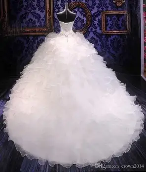 Svadobné šaty 2019 Luxusné Korálkové Svadobné Šaty Princezná Milú Korzet Organza Volánikmi Katedrála plesové Šaty, Svadobné Šaty