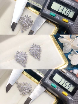 LUOWEND Reálne 18K Pevné Biele Zlato Stud Náušnice Luxusné Žena Pazúr Nastavenie Diamond Náušnice Zapojenie Strana šperkárstvo