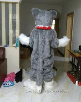 Nové Šedé Husky Psa Maskot Kostým Vlk Fox Charakter Fursuit Festival Maškarný Karneval Kreslená Postavička Maskot Kostým Darček