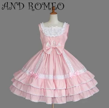 Ružová sladké lolita šaty kawaii dievča čipky bowknot plesové šaty viktoriánskej šaty retro palác princezná gothic lolita loli jsk cos