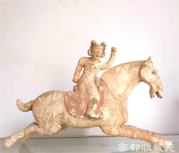 Staré Tang Sancai keramiky polo socha lady / sochy,Vyrezávané ornamenty,Ručné remeslá,zber a ozdobu
