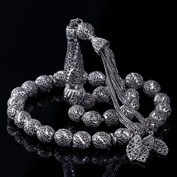 925 Šterling Striebornými Pero Práce Tasbih Módne Turecký Premium Kvalitné Ručné Jawelery