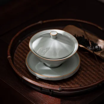 Japonský Štýl Retro Keramické Čaj Gaiwan Teacup Ručné Čaj Tureen Čínsky Ru Pece Čajové Misky Čajový Obrad Príslušenstvo Master Pohár