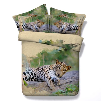 3D Leopard posteľná bielizeň sady Super King Queen size plný twin perinu posteľ v taške listy šíriť prehoz cez posteľ obliečky Animal print 4pcs
