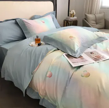 Módne farebné kreslené posteľná bielizeň nastaviť,trend roztomilý dvojité bavlna plná kráľovná kráľ bytový textil plochý list vankúš deka kryt