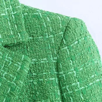 Pekné Štíhle Ženy Zelená Dlhý Rukáv V Krku Kabát Nový Jar-jeseň Módne Dámy Vintage Žena Singel svojim Sako Kabát