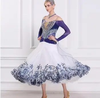Vysoko Kvalitný Moderný Valčík Tango Vykonanie šaty , Sála Súťaže Tanečné Šaty s korálkami