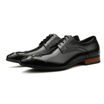 Veľká Veľkosť EUR45 Čierne / Hnedé Opálenie Spoločenské Topánky Mens Business Topánky pravej Kože Svadobné Šaty Topánky