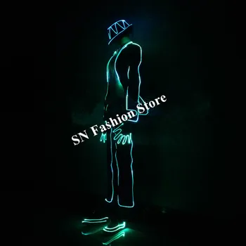 BC13 RGB svetlo vlákniny kostýmy MJ tanec vyhovovali led kostýmy svetelný žiariace farebné led obliekať fáze nosí bunda bar dj robot