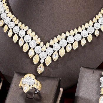 KellyBola Šperky Afrike Luxusné Šľachtické Náhrdelník Náramok Náušnice Krúžok 4PCS Ženy Nevesta Svadobné Recepcia Vysoko Kvalitné Šperky Set