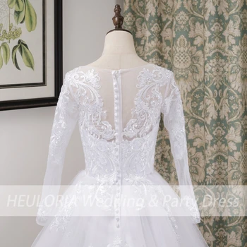 Elegantné Svadobné Svadobné Šaty Plus veľkosť dlhý rukáv čipky svadobné šaty biele Moslimských plesové šaty, svadobné šaty manželstva zákazku