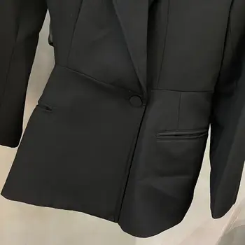 Kvalita jeseň vysoké ženy backless slim čierne sako bunda pre dámy kabát ddxgz2