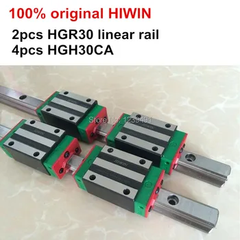 2ks originálne HIWIN lineárne sprievodca HGR30 - 200 300 400 500 600 700 800 900 1000 1100 mm + 4pcs HGH30CA alebo HGW30CA CNC časti