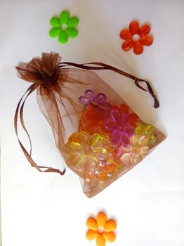 20*30 cm 1000pcs Organza Taška Hnedá Šnúrkou taška šperky balení taška na čaj/darček/potraviny malé priehľadné puzdro Priadza taška