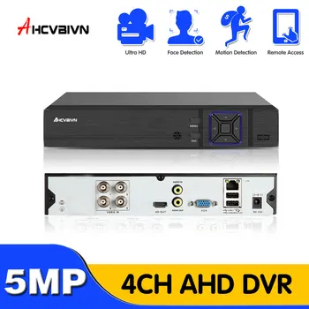 HCVAHDN 4CH AHD DVR Rekordér Plný 5MP Dohľadu videorekordér H. 265 4 Kanálový Digitálny Video Rekordér Pre AHD IP Kamery