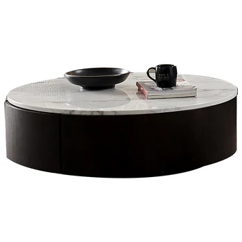 Taliansky minimalistický mierne luxusné mramorové kolo Čaj Stôl TV, skriňa jednotky Nordic obývacia izba domov čaj stôl skladovanie čaju tabuľka
