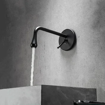 Montáž na stenu Mosadz Kúpeľňa Teplej Vody Zmiešavacej Povodí Kohútik s Vodou Drop Dizajn Matte Black zlatým a Zbraň Šedá Batérie