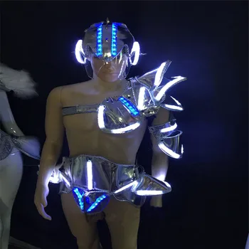 WX22 Mens Spevák strieborné zrkadlo oblečenie spoločenský tanec oblečenie bar party dj, disco vyhovuje výkonné led svetlo fáze kostýmy