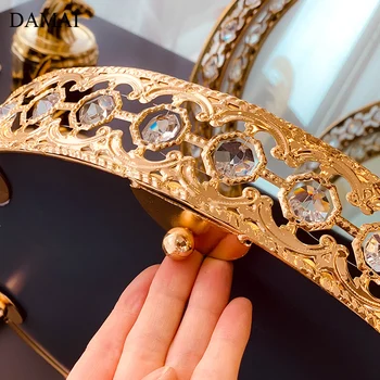 Európska Luxusné Sklo Zrkadla Vaničky Zlato Vložkou Crystal Embellishment Šperkov Náhrdelník Displej Zásobník Na Toaletný Stolík Dekorácie