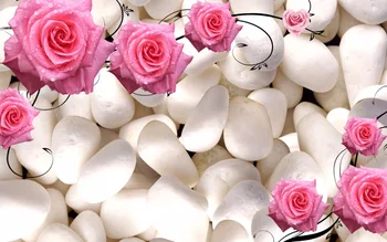 3D Záves Foto Prispôsobiť Biele Kamienky Kvety Závesy Pre Spálne Závesy Pre Obývacia Izba Zatmenie Tieň Okna
