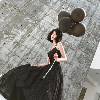 Boho Prom Šaty, Dlhé Čierne Špagety Popruhy 2020 Nové Tylu Strany Večerné Nosenie Sexy Formálne Šaty Vestido De Fiesta