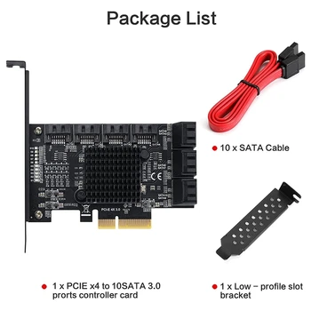 PCIE 4X SATA Karty 10 Portov,6 gb / S SATA 3.0 PCIe Radič Rozširujúca Karta,Non-Raid,Podpora 10 SATA 3.0