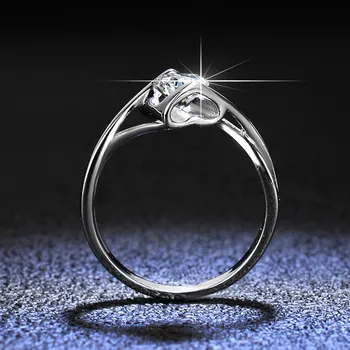 Striebro, Platina Diamond Test Prejsť 1 Karát Výborný Strih D Farba Vysokej Kvality Moissanite Angel Kiss Rose Krúžok Striebro 925 Šperky