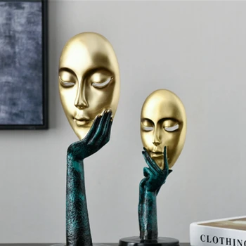 Kreatívne Nordic Domova Abstraktný Obrázok Sochy Žena, Masku Na Tvár Socha Živice Umelecké Remeslá Ozdoby Domáce Dekorácie