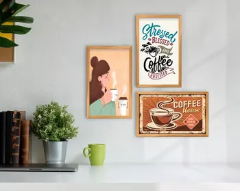 BK Domov Kávy Dizajn Dekoratívne 3'lü Retro Dreva Tablo-11 Moderné Užitočné, Vysoko Kvalitné, Spoľahlivé Dekorácie Darček Dizajn