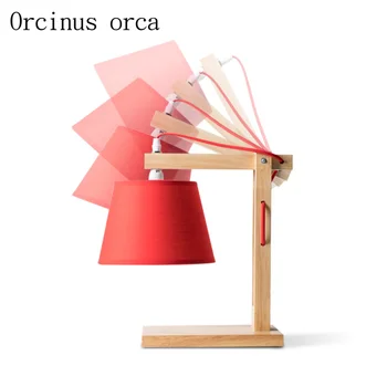 Americký Tvorivé masívneho dreva stolná lampa obývacia izba, nočné lampy, Nordic jednoduché moderné módne červená stolná lampa doprava zadarmo